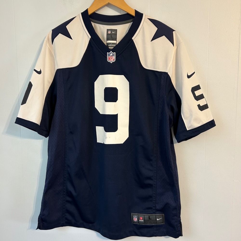Nike Dallas Cowboys Tony Romo 9 NFL On Field Jersey Mens Large Navy Blue White